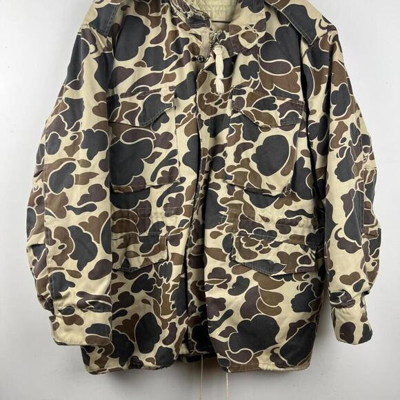 Vintage Duck Bay Camo Hunting Jacket L Korea M65/35 Poly Cotton Duck Print - Picture 1 of 9